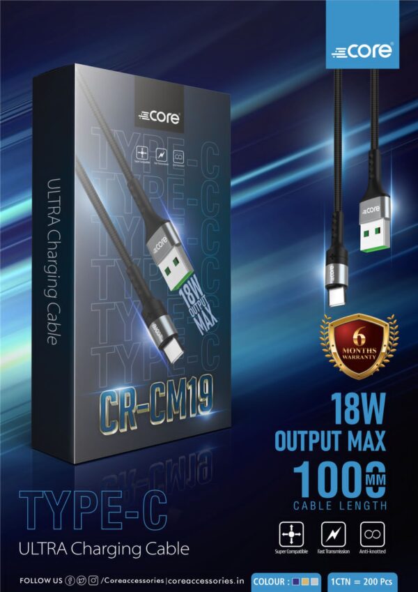 Core CR-CM19 Type-C Ultra Charging Cable